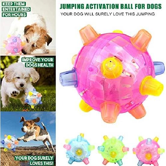 Arinda Jumping Activation Ball for Dogs Flashing Ball Light Sounds Jump Automatically