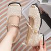 2025 spring and summer new French small fragrant Mary Jane shoes women's shoes with skirts thick heels evening shoes light mouth single shoes