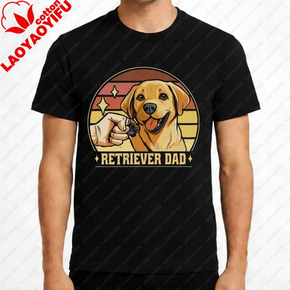 RETRIEVER DAD T Shirt Cute Golden Retriever Print Kawaii Puppy Print Tops Men Tees Oneck Casual Summer Streetwear Tops S