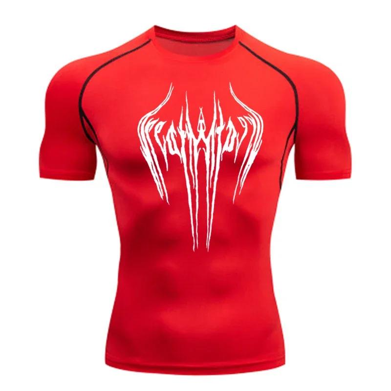 Men's Breathable Compression Sports T-shirt Short-sleeved Bodybuilding Fitness Sweatshirt Jogging Training Sportswear Top S-3XL