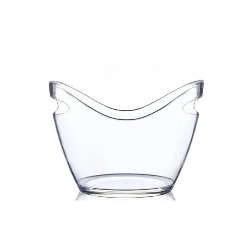 

4L Clear Ice Bucket Ice Shovel Plastic Tub for Wine Champagne Cocktail Bar Portable Outdoor Fruit Storage Basket for Parties