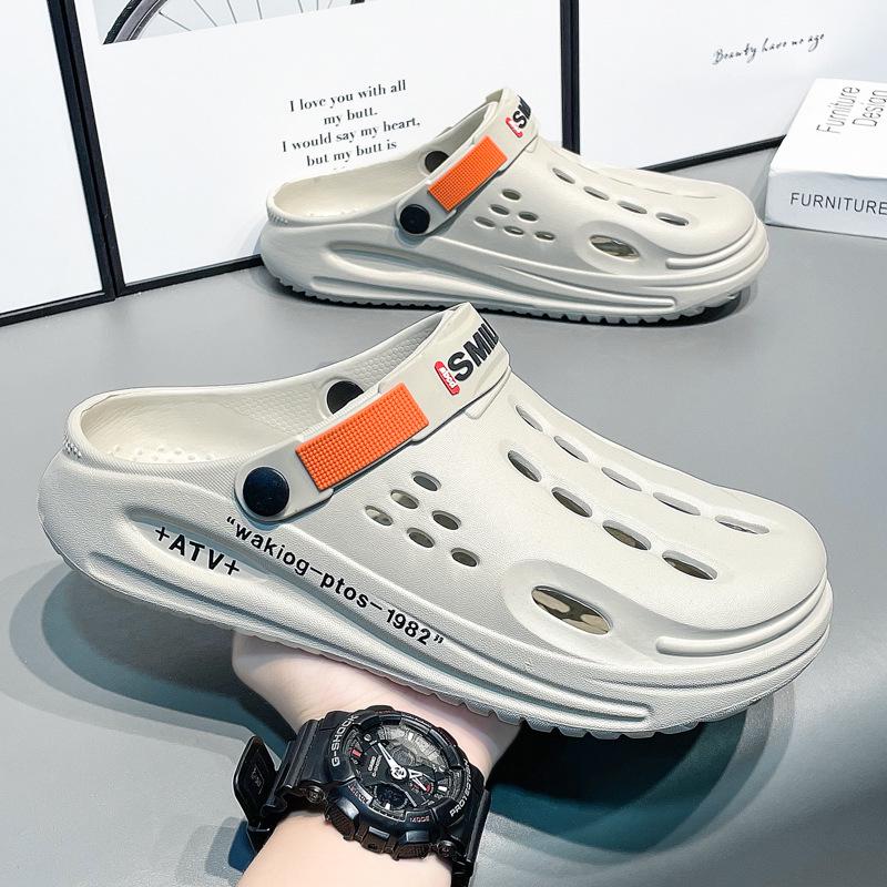 

Мужские летние шлепанцы большого размера с закрытым носком, которые можно носить двумя способами: Высокоэластичная подошва пляжная обувь 38-39