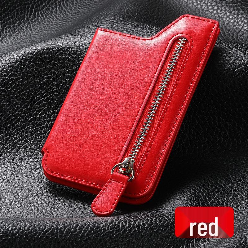 

Многофункциональный клейкий держатель для карт телефона и подставка на молнии красный