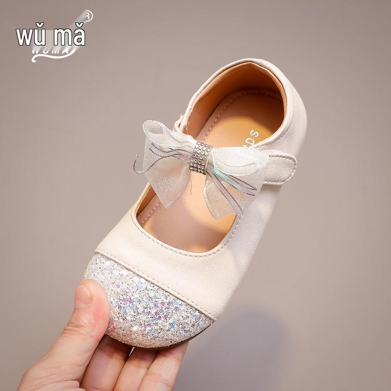 Wuma Mädchen Prinzessin Schleife Pailletten Leder Schuhe - Frühjahr/Herbst Kollektion 2025