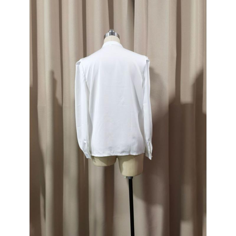 New Elegant Solid Color Lapel Ladies Casual Shirt, Fashionable Long-sleeved Single-row Button Loose Women's Blouse