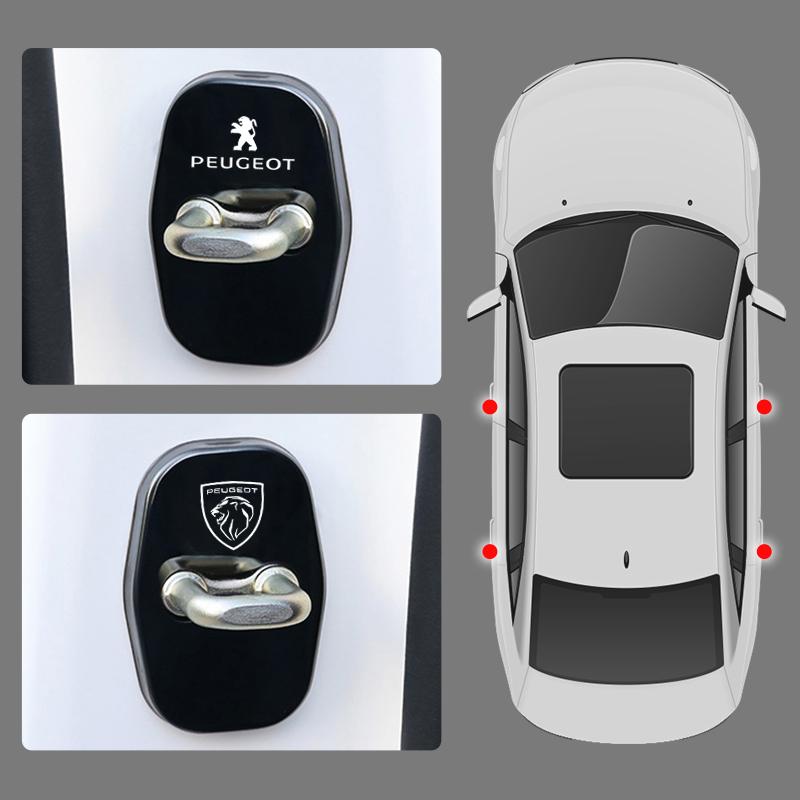 2026 Horká nálepka na auto 4ks Ochranné kryty přezek zámku dveří auta Kryt ze slitiny zinku Pro Peugeot 408 4008 308 3008 Rifter 5008 508