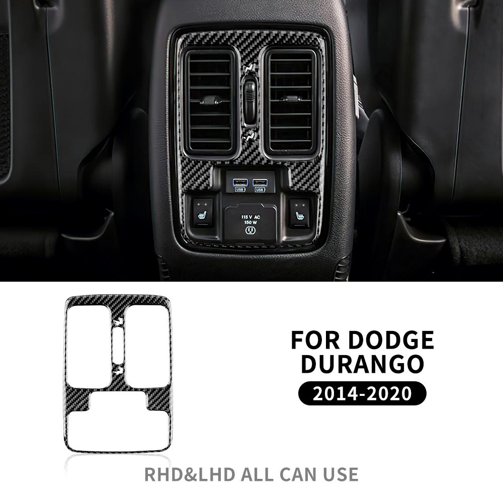 For Dodge Durango 2014 2015 2016 2017 2018 2019 2020 Real Soft Carbon Fiber Sticker Car Rear Air Vent Interior Trim Accessories ZZ9