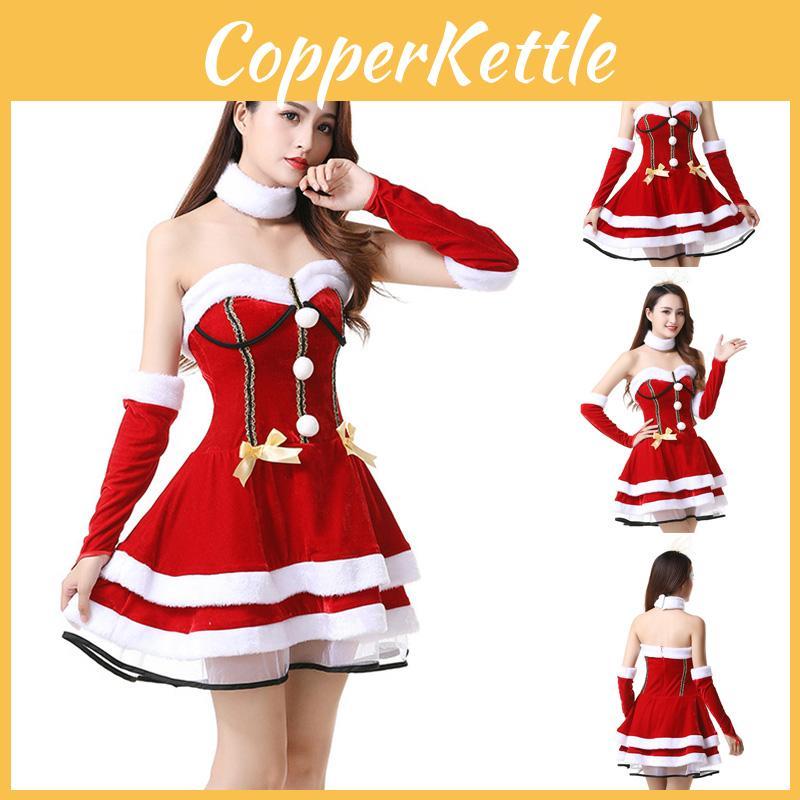 Christmas Santa Claus Costume Dress Backless And Strapless