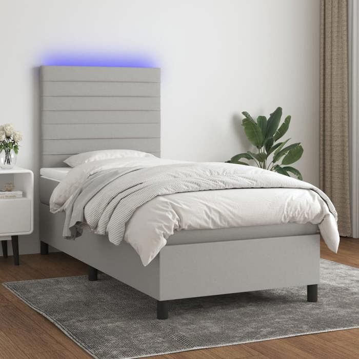 VidaXL Bed Slatted Base with Mattress and LEDs, Upholstered Bed, Single Bed, Adult Bed for Interior Bedroom, 3134933