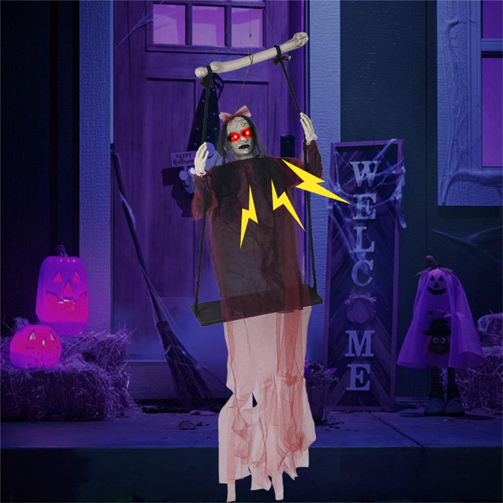 

Halloween Swing Hanging Decoration Red Swing Electric Light Sound Induction Horror Trick Decoration One Size