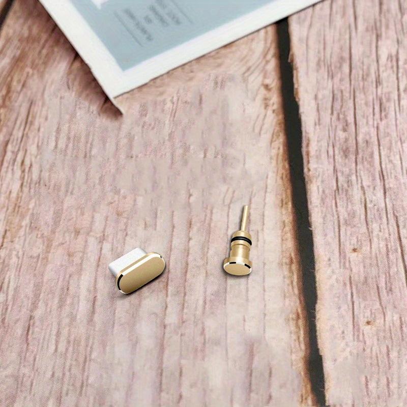 1pc Colorful Metal Anti-Dust Plug for Type-C Charging Port & 1pc 3.5mm Earphone Jack Dust Plug