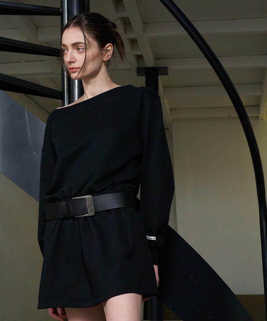 GENERALIDEA Boat Neck Sweatshirt Dress [Black] / Gf2Lop509