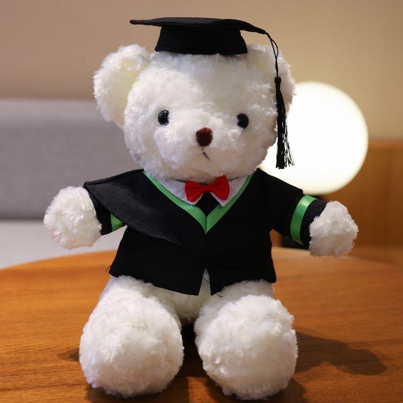 PhD Graduate Teddy Bear with Gown & School Emblem Logo