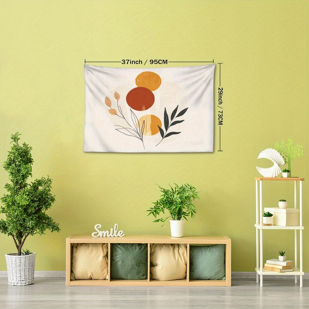1pc Simple Plant Geometric Pattern Tapestry, Nordic Style Elegant Wall Hanging Bohemian Home Decor for Living Room Bedroom Holiday Gift with Installat
