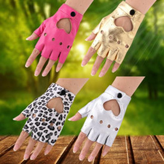 New Women's Bow Rivet Half-Finger Performance Gloves for Nightclub Dance Stage