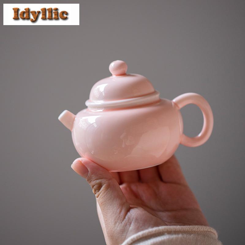 115ml Pink Jade Porcelain Teapot Boutique Tea Infuser Pot Tea Maker Kettle With Filter Chinese Tea Teaset Supplies Decoration