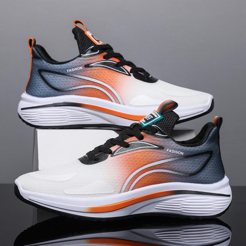 New Sports Shoes Fashionable Outdoor Running Shoes Lace-up Comfortable Men's Casual Shoes Mesh Transparent Soft Sole Men's Shoes