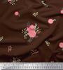 Soimoi Japan Crepe Satin Fabric Leaves,Aster & Camellia Flower Printed Craft Fabric by the Metre 42 Inch