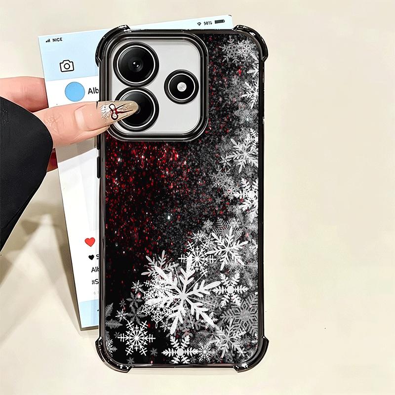 Snow Snowflake Winter Cold Plating Phone Case For Xiaomi Poco X5 X6 X7 X8 Pro Max F8 Ultra F7 M8 M7 M5S Redmi 15C 15 14C 13C 13