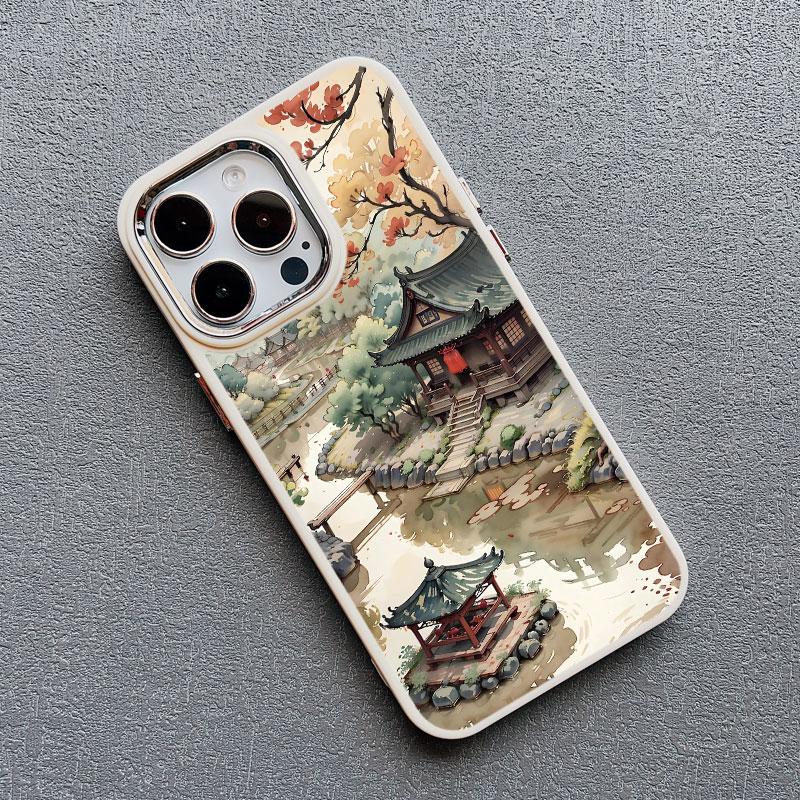 Chinese Style Landscape Painting Phone Case For Iphone 13 12 Pro Max 15 14 Pro Max Plus 11 XR XS X 15 14 7 8 Plus Silicone Cover