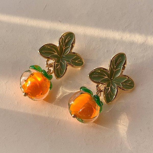 Fashion New Simulation Peach Drop Earrings Girl Cute Romantic Sweet Pink Peach Leaves Tassel Earrings Simple Party Jewelry Gift