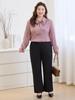 Winter 2025 Plus Size Fashionable High-Waist Straight-Leg Pants with Metal Accents for Middle-Aged Women, Size 6XL