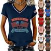 T-shirt Pull décontracté pour femme à col en V et manches courtes avec impression USA 250 We The Coupe ample pour un usage quotidien
