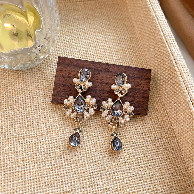 

Винтажные жемчужные серьги в стиле ретро - Универсальные роскошные серьги-пусеты в гонконгском стиле Silver Needle