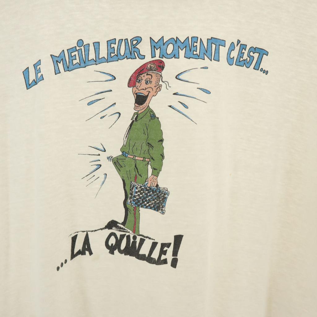 OLD 90s Euro French Military Short sleeve Single stitch T-shirt XL white Men's Used