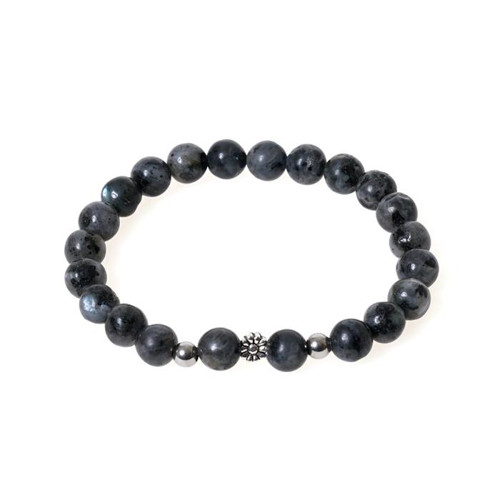 Jbans Classic Gray Jade Gemstone Silver Couple Bracelet (C1701-Ac341Gr)