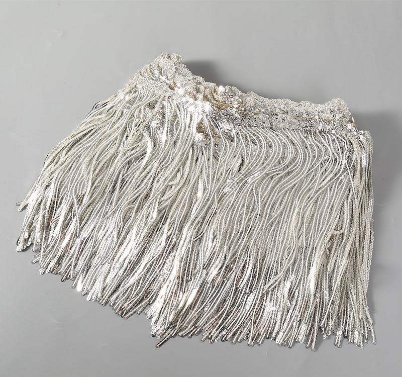 1-5 Yard 17cm GlitterLaser Paljett Frans Tofs Spetskant Latin Dans Bröllopsklänningar Kläder DIY Hantverk Kant Tofs Flecos