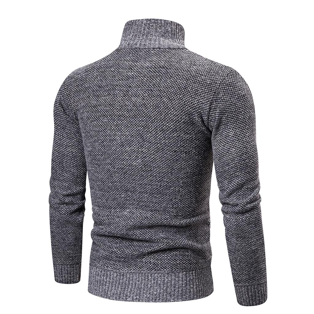 Men's Solid Colour Long Sleeve Casual Stand Up Collar Knitted Cardigan Coat