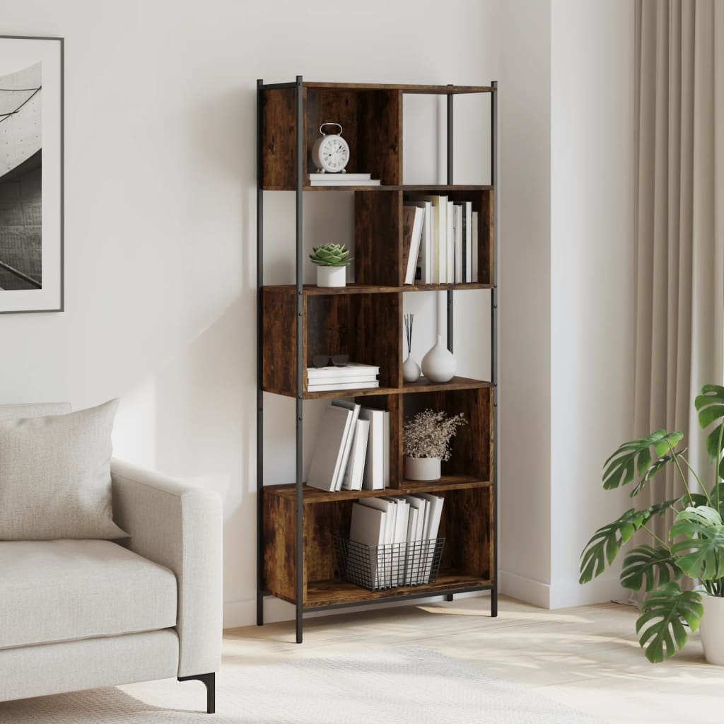 Vidaxl Regał, Przydymiony Dąb, 72X28X172 Cm, Materiał Drewnopochodny