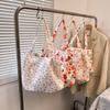 2025 New Floral Bag Trend Large Capacity Rose Canvas Beach Shopping Bag Underarm Shoulder Women's Bag