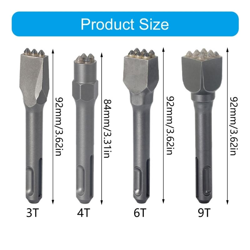 Mini Electric Chiseling Hammers Bit Featuring Multiple Tooth Option 3/4/6/9 Teeth for Concrete Surfaces Treatments