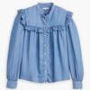 Levi's GIANNA Band Collar Ruffle Blouse Long Sleeve Women's A8688-0013 US M