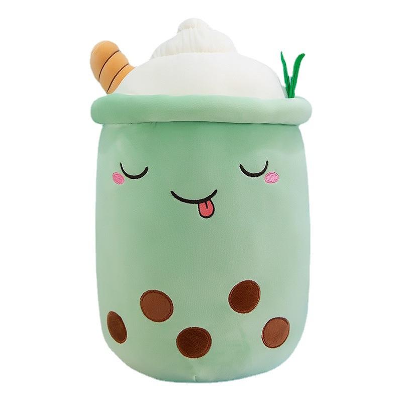 High Quality New Cartoon Kawaii Fruit Milk Boba Bubble Tea Coffee Stuffed Pillow Soft Kawaii Cushion Plush Toys PP Cotton Mesh