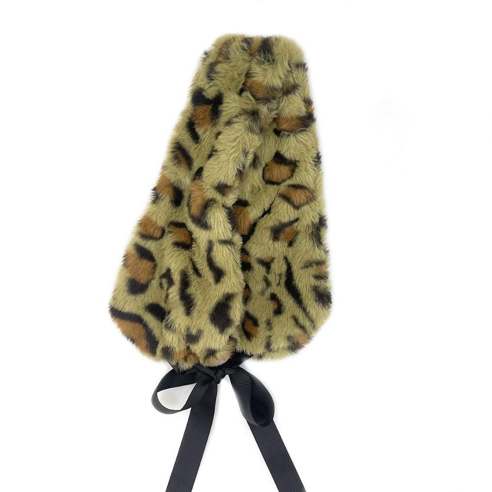 Solid Color Leopard Headbands Plush Warm Scarf Fashion Ear Warmer Women Headwear