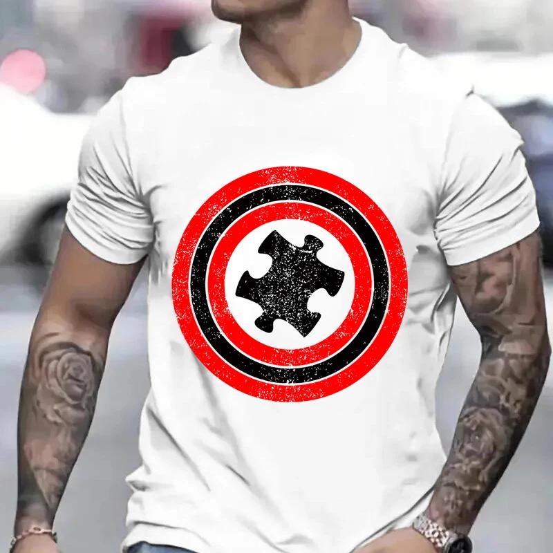 

Мужские футболки Капитан Аутизм Футболка с принтом «Красный и синий геройский щит» Одежда Y2K Мужская одежда Футболка в стиле хип-хоп Мужская уличная одежда Топы XXXXXL золотой