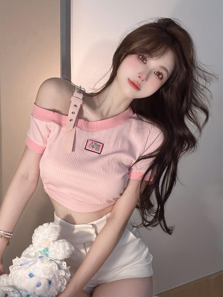 

American Sweet & Spicy Chic Women s Slim Fit T-Shirt - Summer 2025 2XL (60-70 kg) розовый