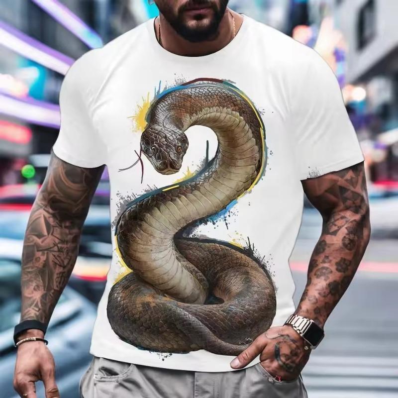 Fashion 3d Snake Printed T Shirt Men Funny Animal Pattern Oversized T-shirt Summer Hip Hop Trend Clothing Casual O-neck Tops