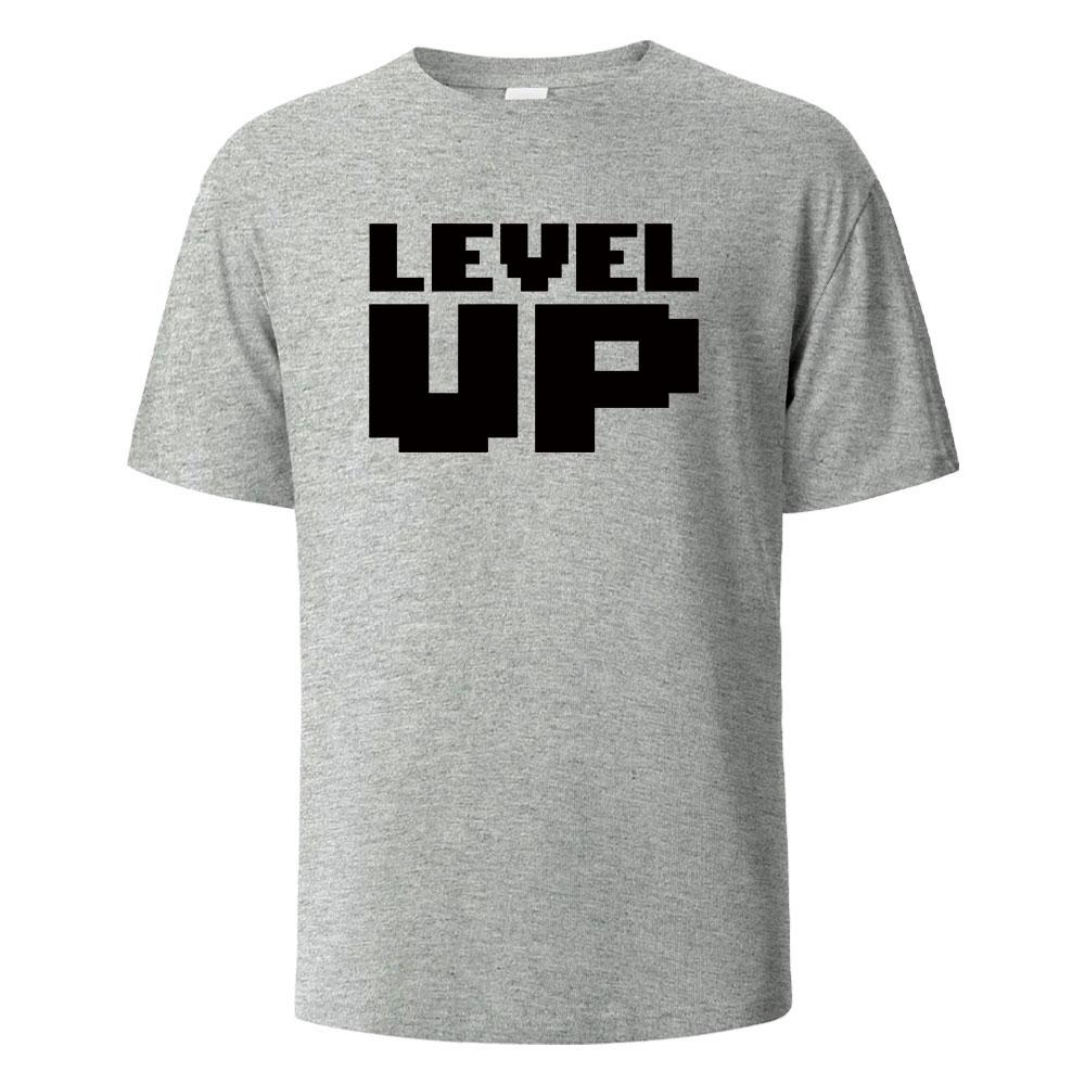 Mens Printed TShirt Level Up Basic Streetwear 100 Cotton Tops For Men Women Summer Breathable ShortSleeved Oneck Basic Tees