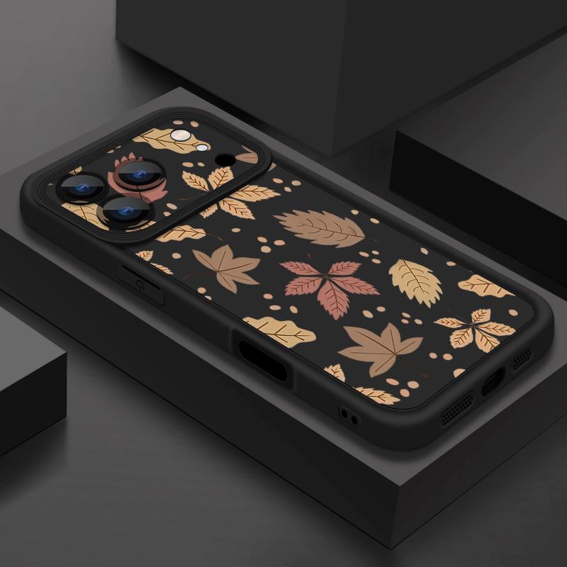 Husă Moale pentru Telefon Frunze de Toamnă Pentru iPhone Air 17 16 15 14 Pro Max 13 12 Pro Max 11 16e Silicon Antișoc Culoare Bomboană TPU Silicon Husă