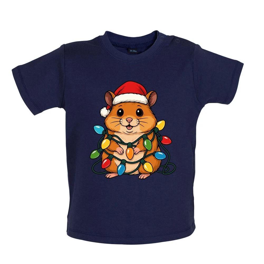 Hamster Christmas Lights - Baby Kids Boys Girls Unisex T-Shirt / Babygrow - Hamsters Xmas Cute Love Pet 100