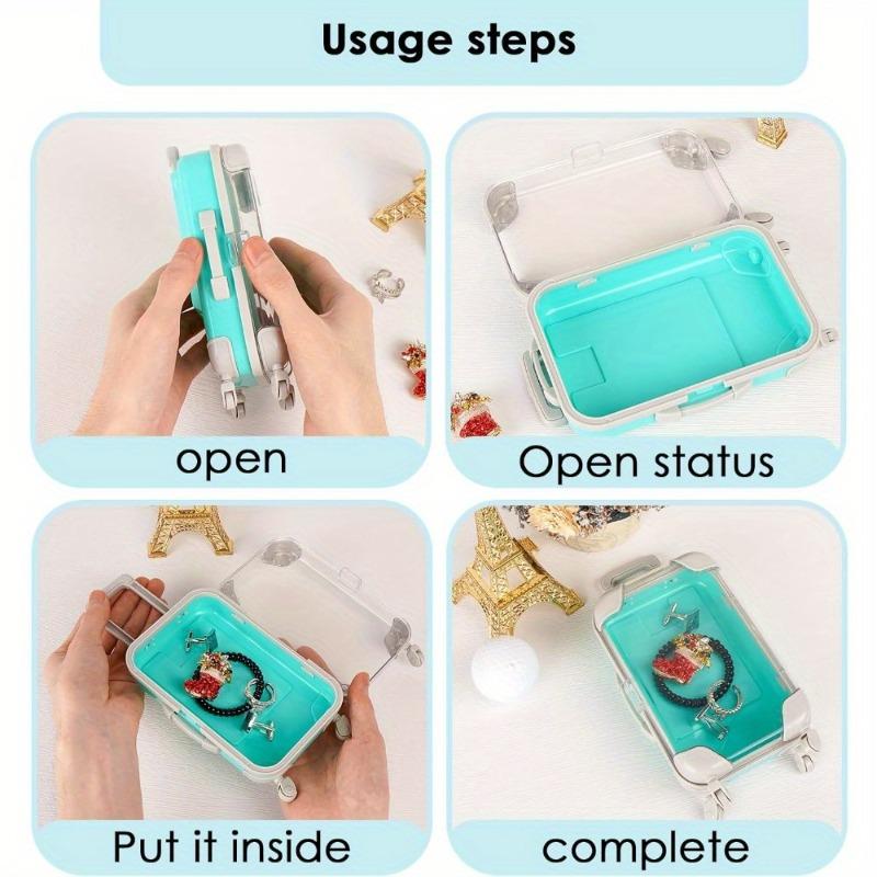 7-teiliger Mini-Transparenter Koffer Süßigkeiten-Party-Aufbewahrungsbox Kleine Gegenstände Reise Falsche Wimpern Schmuck-Display Simulation Trolley-Koffer