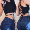 Summer Crop Tops Women Sleeveless Sexy Bandage T-Shirt Top Fashion Black Lace Up Tank Top Tumblr Ladies
