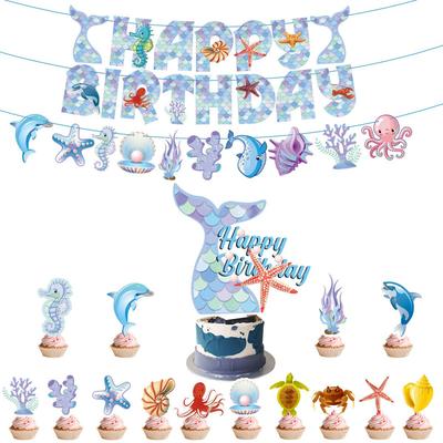 Mermaid-themed Children's Birthday Party Decoration Items Banner Decoration