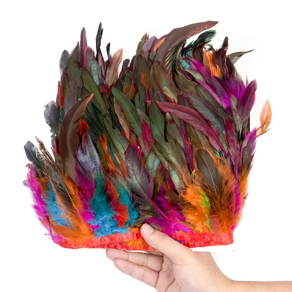 1 Meter Fluffy Natural Rooster Feather Trim Fringe Wedding Decoration Carnival Accessory Sewing Feather Ribbon 15-20 CM