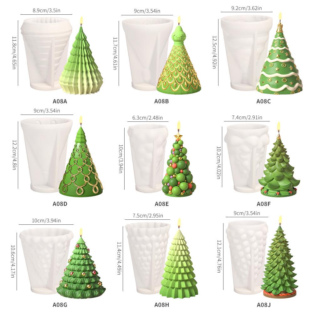 3D Weihnachtsbaum Kerzen Silikonform Handgemacht DIY Weihnachtsbaum Epoxidharzform Seife Kerzenherstellung Backwerkzeuge Feiertagsgeschenke