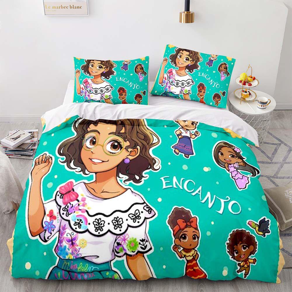 Disney Encanto Cartoon Print 2/3-pcs Bed Set Soft Bedding Set Cover